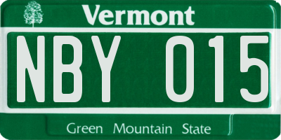 VT license plate NBY015