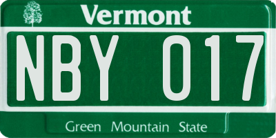 VT license plate NBY017