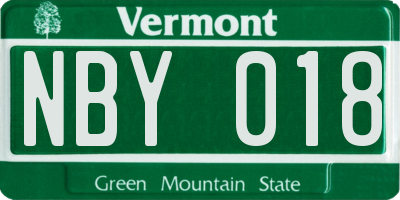 VT license plate NBY018