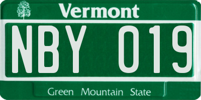 VT license plate NBY019