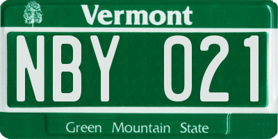 VT license plate NBY021