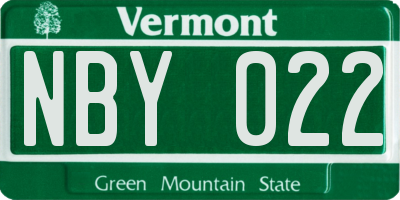 VT license plate NBY022