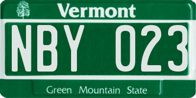 VT license plate NBY023