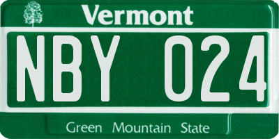 VT license plate NBY024