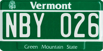 VT license plate NBY026
