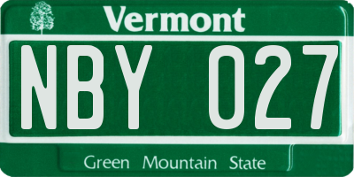 VT license plate NBY027