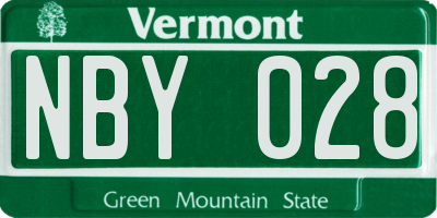 VT license plate NBY028