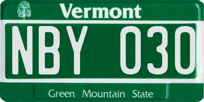 VT license plate NBY030