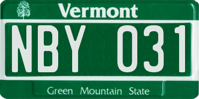 VT license plate NBY031