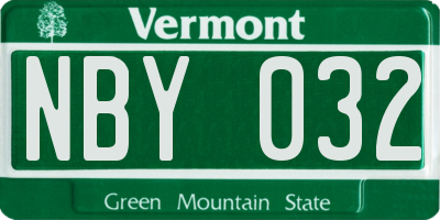 VT license plate NBY032