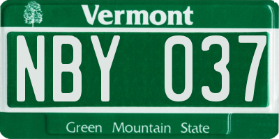 VT license plate NBY037