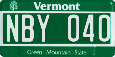VT license plate NBY040