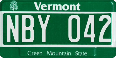 VT license plate NBY042