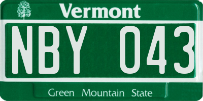 VT license plate NBY043