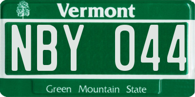 VT license plate NBY044
