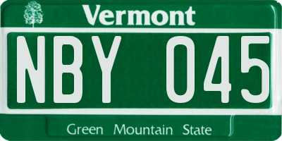 VT license plate NBY045