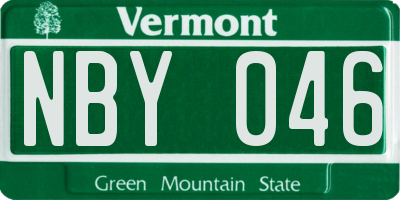 VT license plate NBY046