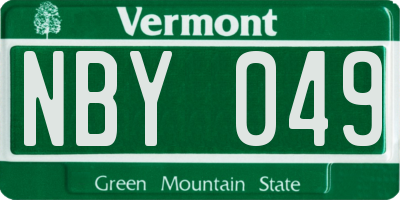 VT license plate NBY049