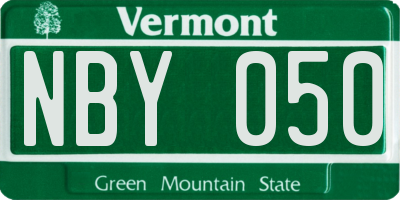 VT license plate NBY050