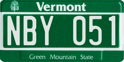 VT license plate NBY051