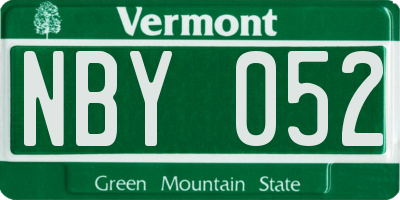 VT license plate NBY052