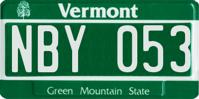 VT license plate NBY053