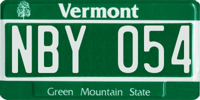 VT license plate NBY054