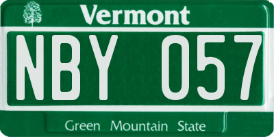 VT license plate NBY057