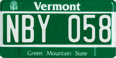 VT license plate NBY058