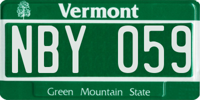 VT license plate NBY059