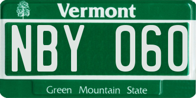 VT license plate NBY060
