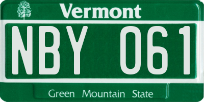 VT license plate NBY061