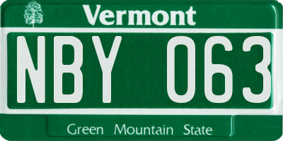 VT license plate NBY063