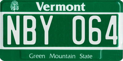 VT license plate NBY064
