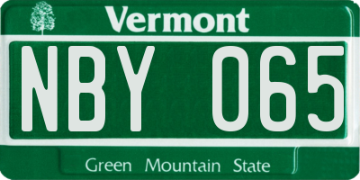 VT license plate NBY065