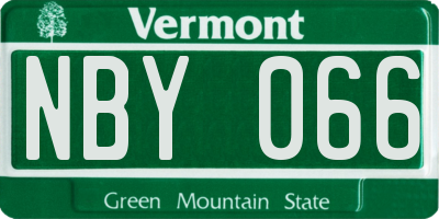 VT license plate NBY066