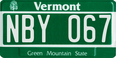 VT license plate NBY067