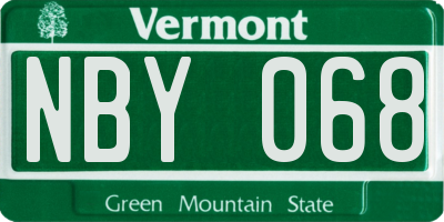 VT license plate NBY068