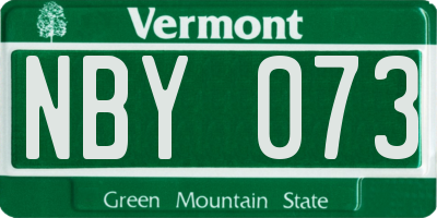 VT license plate NBY073