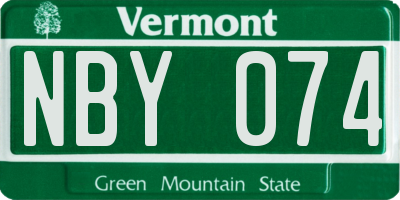 VT license plate NBY074
