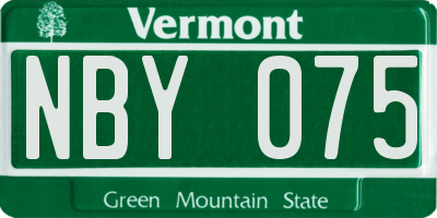VT license plate NBY075
