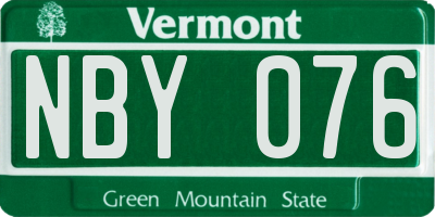 VT license plate NBY076