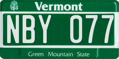 VT license plate NBY077