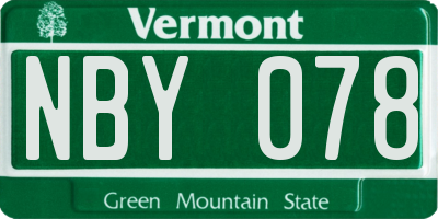 VT license plate NBY078