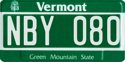 VT license plate NBY080