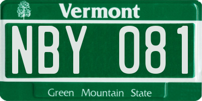 VT license plate NBY081
