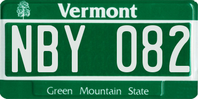 VT license plate NBY082