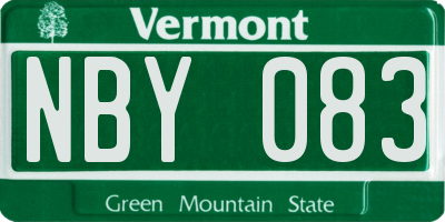 VT license plate NBY083