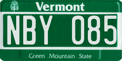 VT license plate NBY085