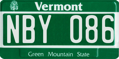 VT license plate NBY086